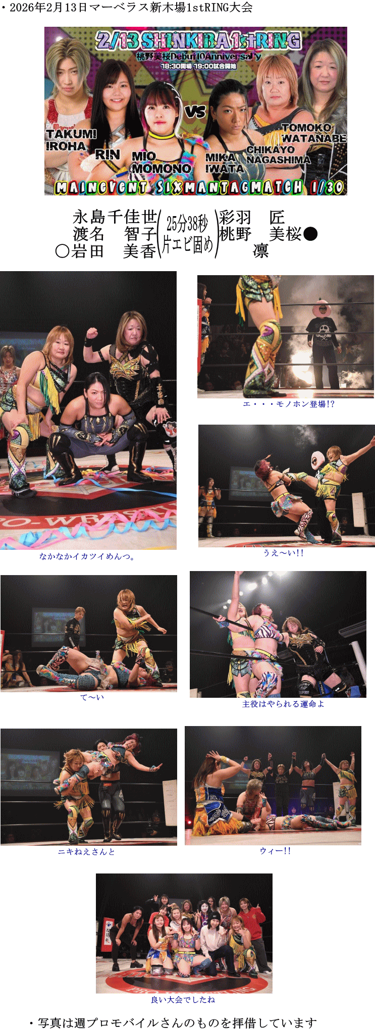 2026年2月13日試合結果